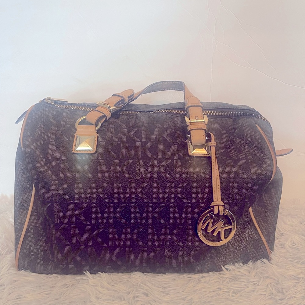Michael Kors Brown Leather Grayson Satchel- Large